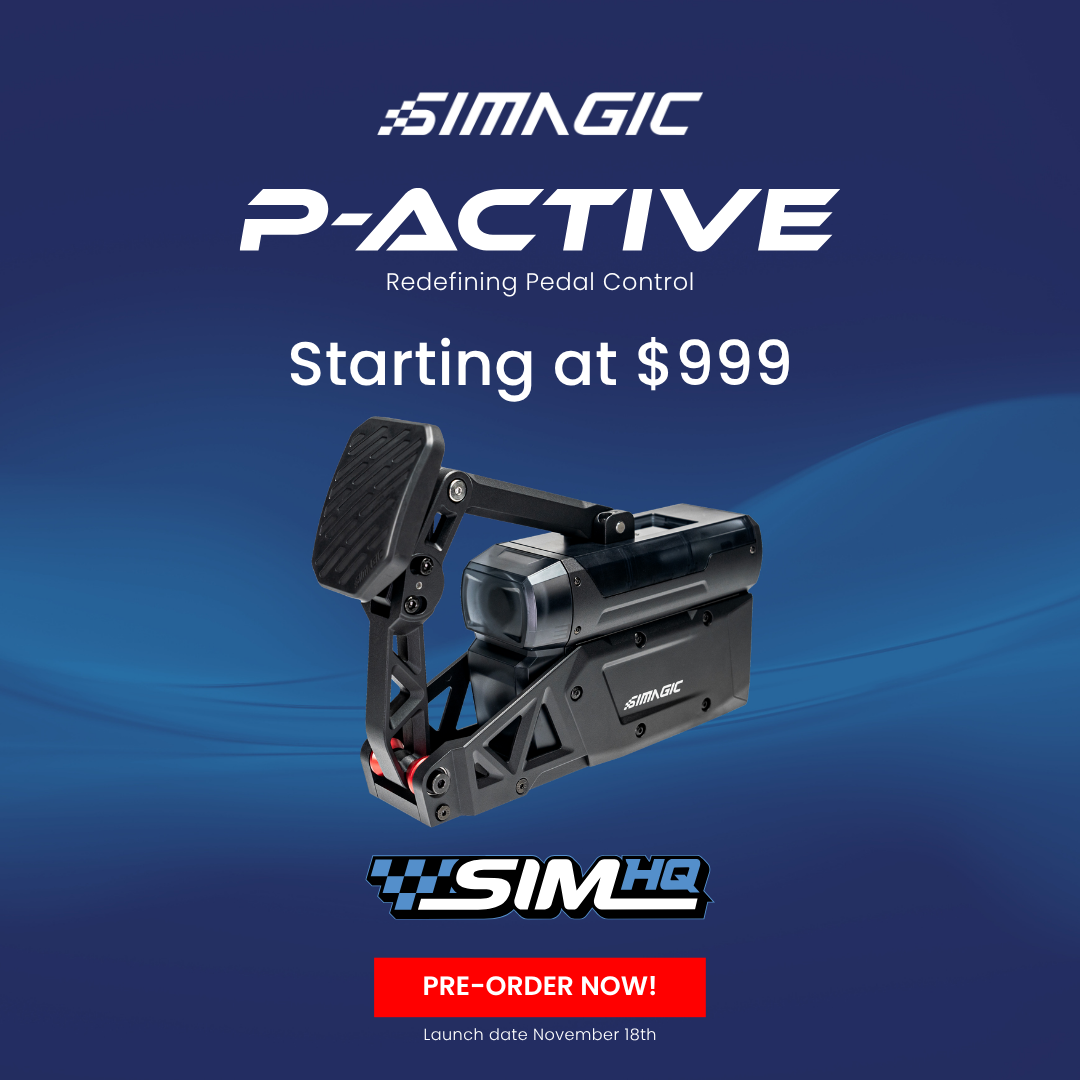 Elevate your sim racing setup with the Simagic P-Active Pedal. It features optimized geometry, a 250kg sensor capacity, and a 100ms stroke return. Order today!