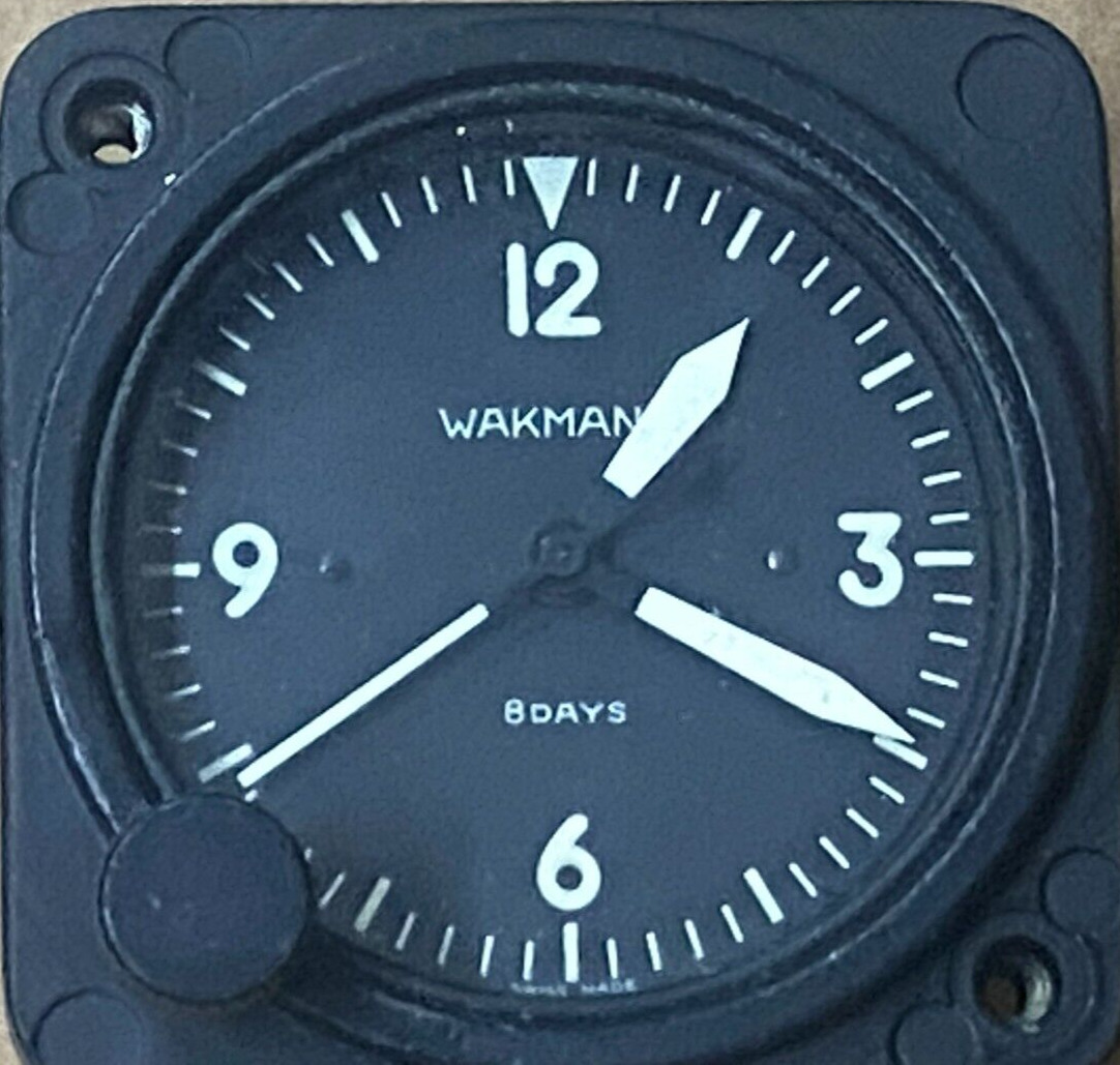 Wakmann Aircraft Instrument Clock (Cessna) CLEAN AND OPERATIONAL