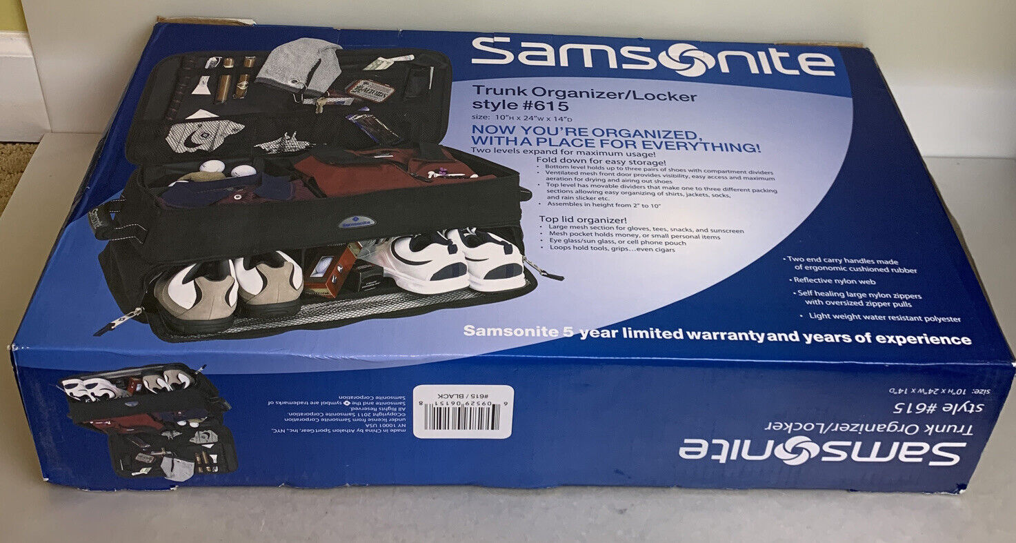 Samsonite Expanding Golf Trunk Locker Organizer, BLACK-Brand New Sealed In Box.