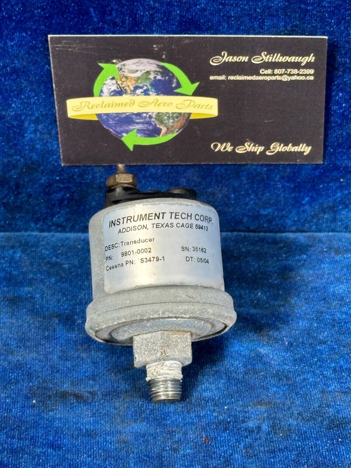 INSTRUMENT TECH CORP. TRANSDUCER - OIL PRESSURE P/N: 9801-0002 , S3479-1