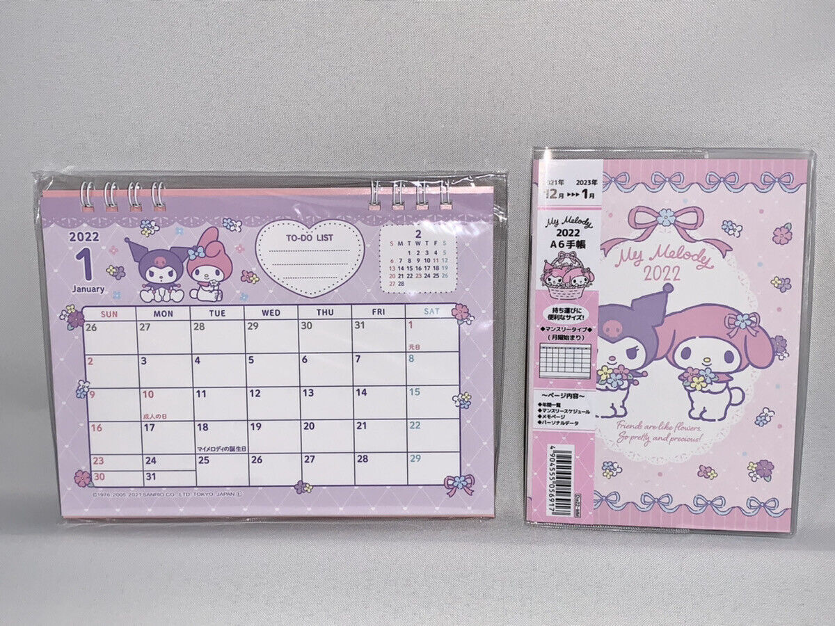My Melody Kuromi Desk Calendar 2022 Monthly Japan Sanrio Collectables