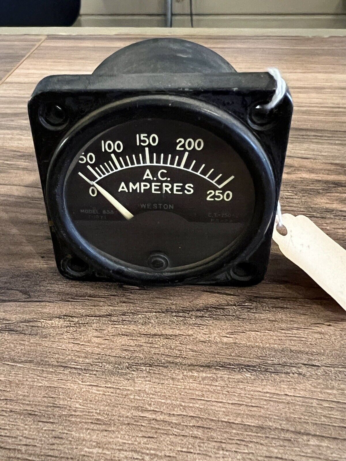 Vintage Weston Aviation AC Amperes Gauge Indicator 0-250 Model 833