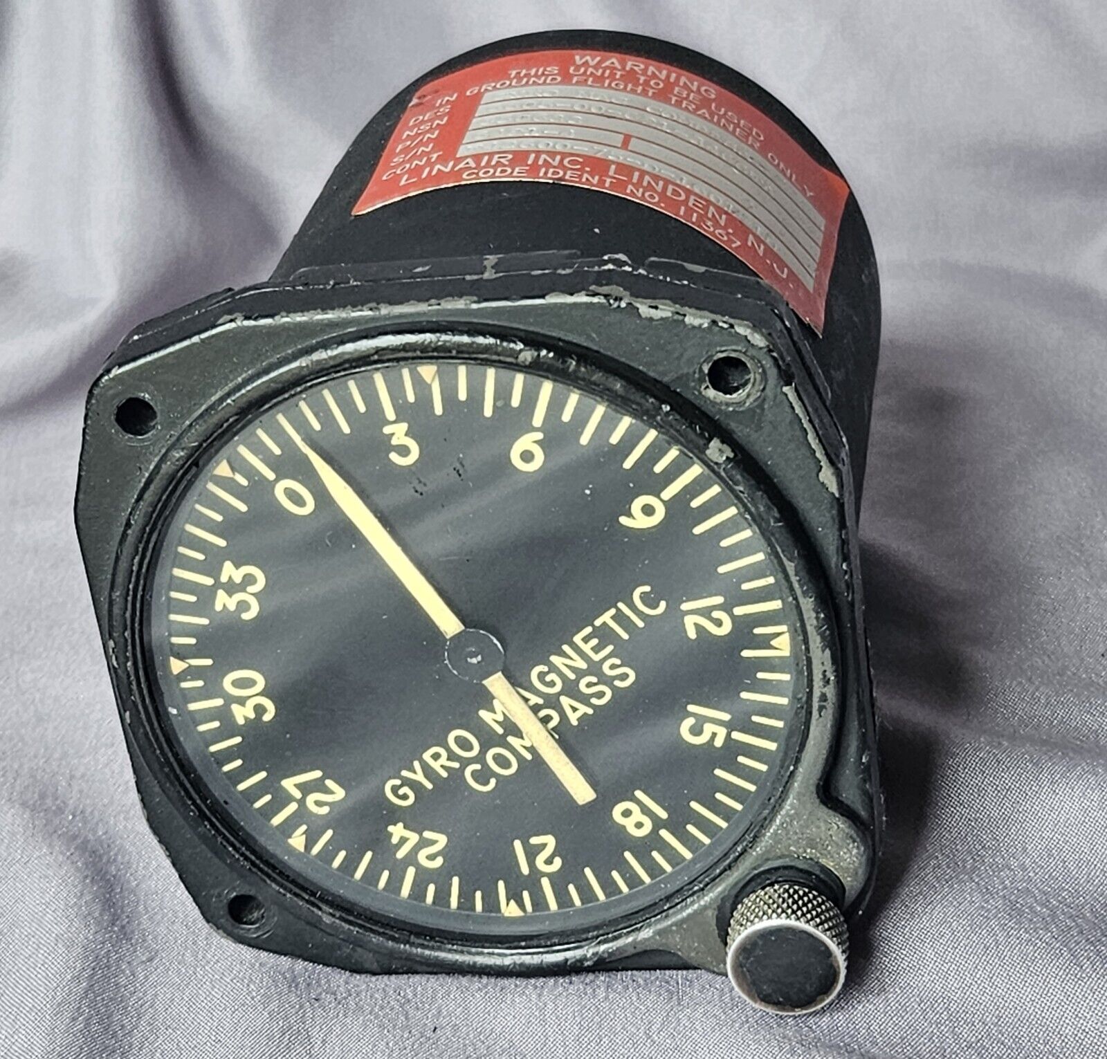  VINTAGE GYRO MAGNETIC COMPASS GAUGE AIRCRAFT TRAINER