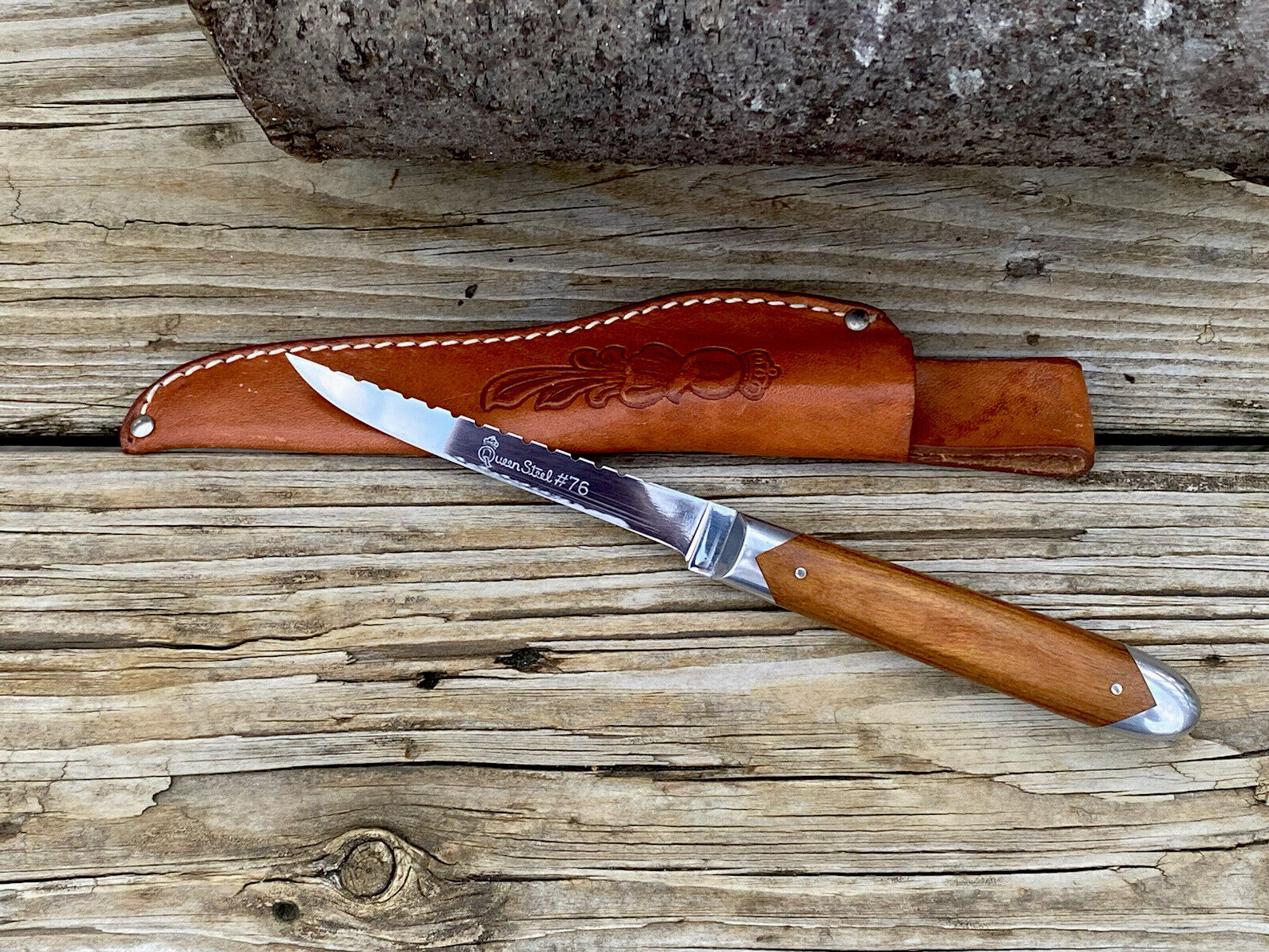 VINTAGE FIXED BLADE KNIFE-QUEEN STEEL #76 FISHING KNIFE-ORIGINAL