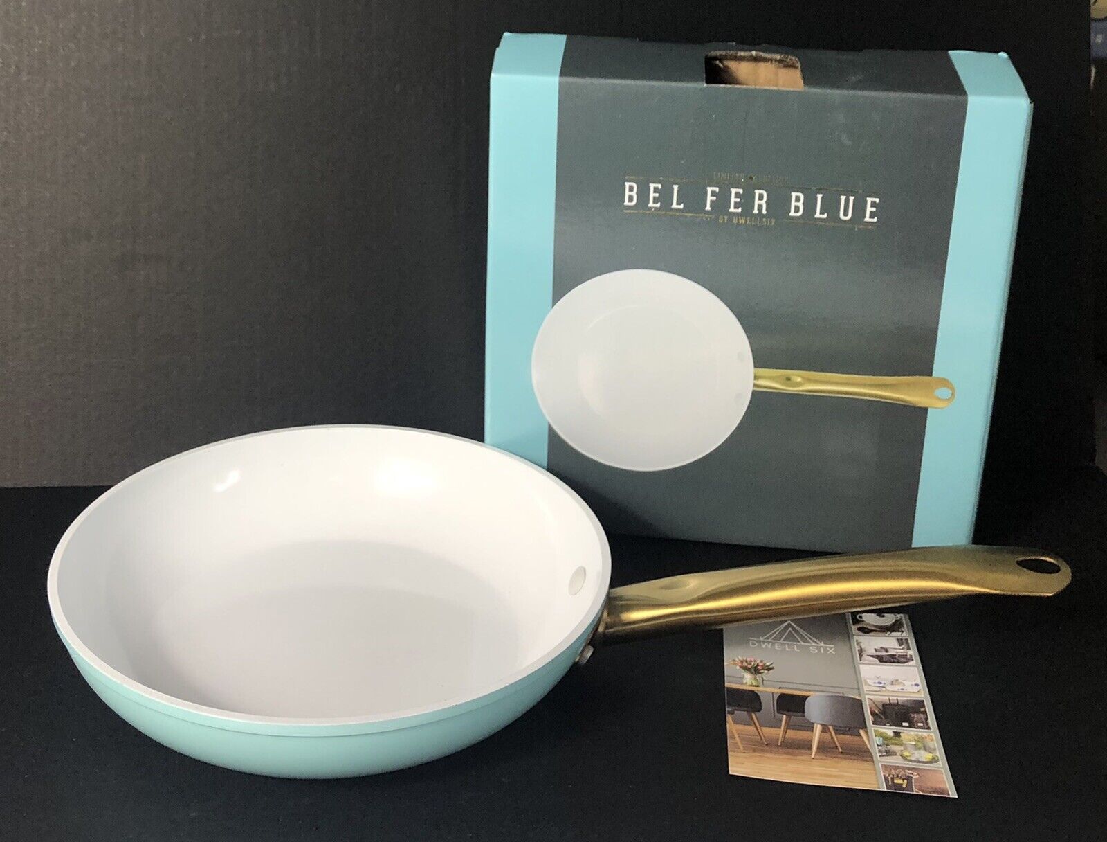 DwellSix Bel Fer Blue, 9.5” Frying Pan, Limited Edition, Turquoise (NIB)  for Sale 
