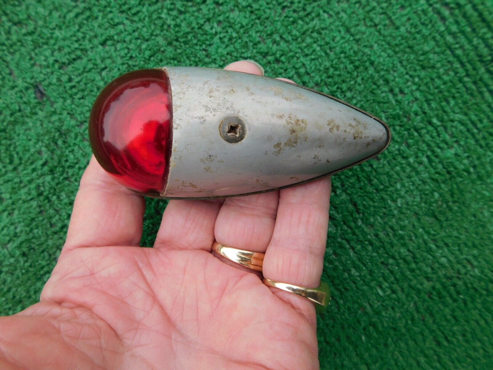 Vintage airplane navigation light with red lens