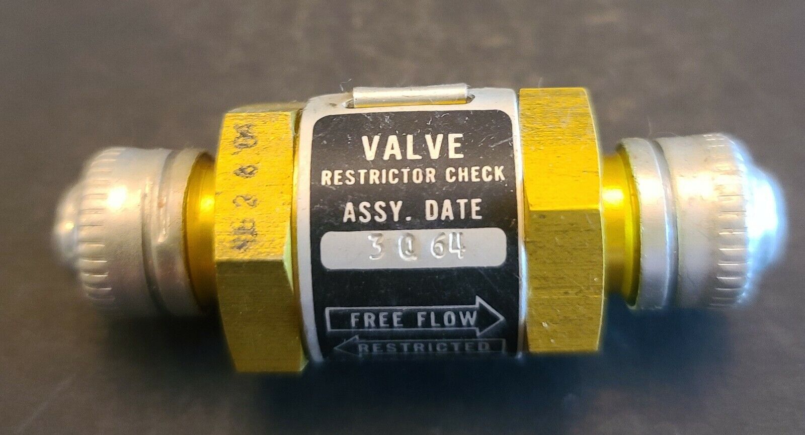 Vintage 1964 New/Old Stock Crissair Restrictor Check Valve 6F-1910-3 1500 PSI
