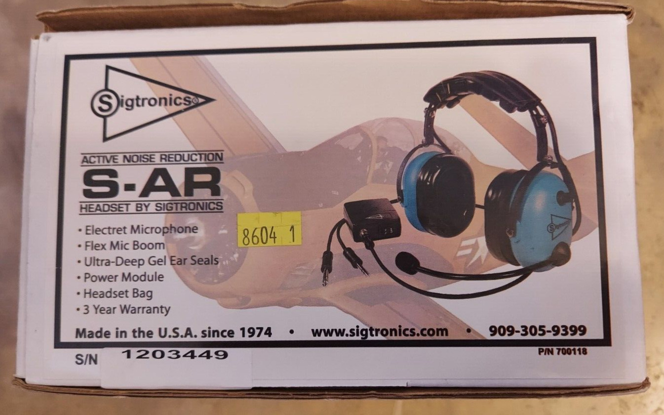 Sigtronics S-AR headset Aviation Headphones Great Condition