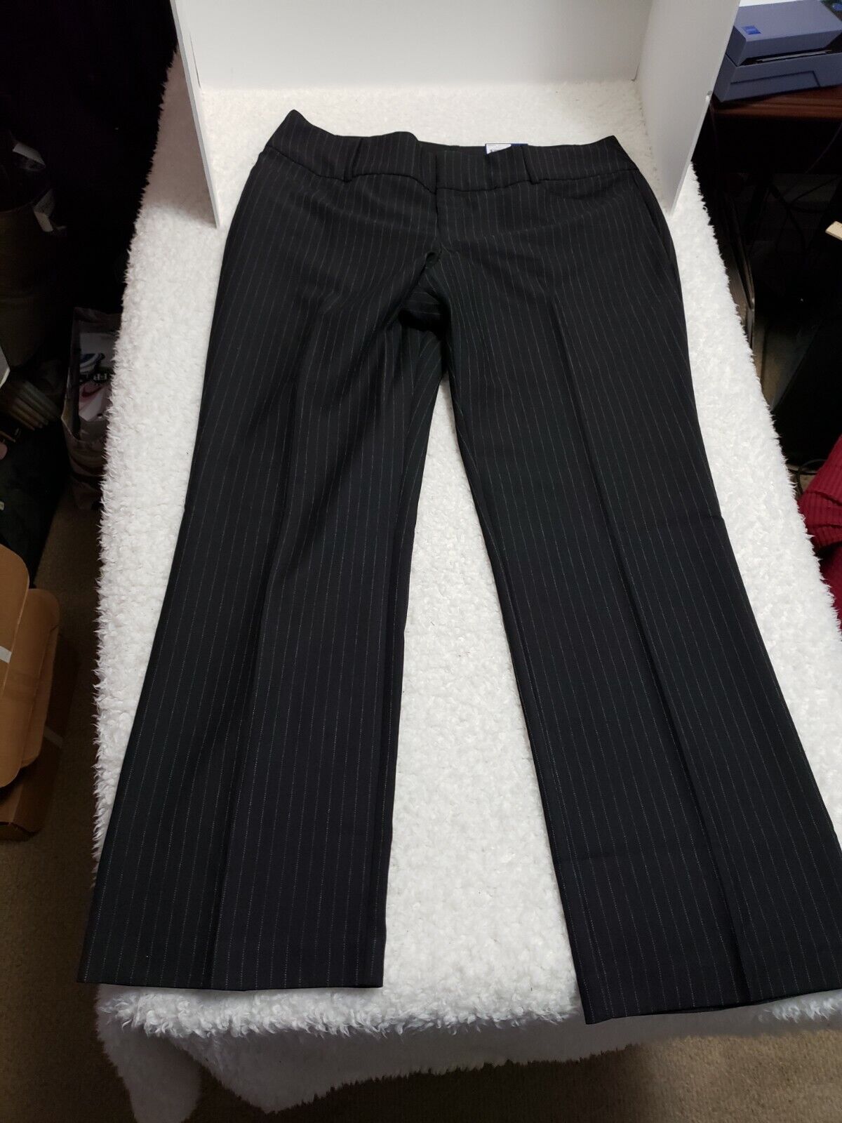 Apt 9 Womens Bootcut Tummy Control Black Striped Dress Pants sz 14